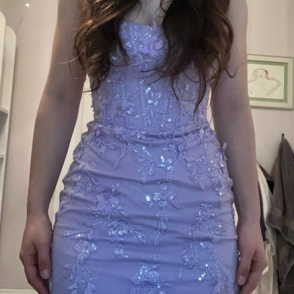 Purple Floral Corset Mermaid Prom Dress